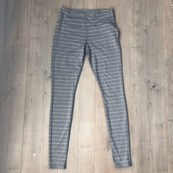 ATHLETA Grey Stripe Yoga Pants - Picture 1 of 7